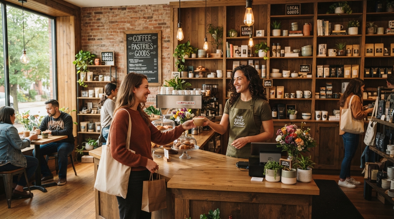 Small business owner greeting a customer in a boutique shop protected by a Business Owners Policy in Illinois