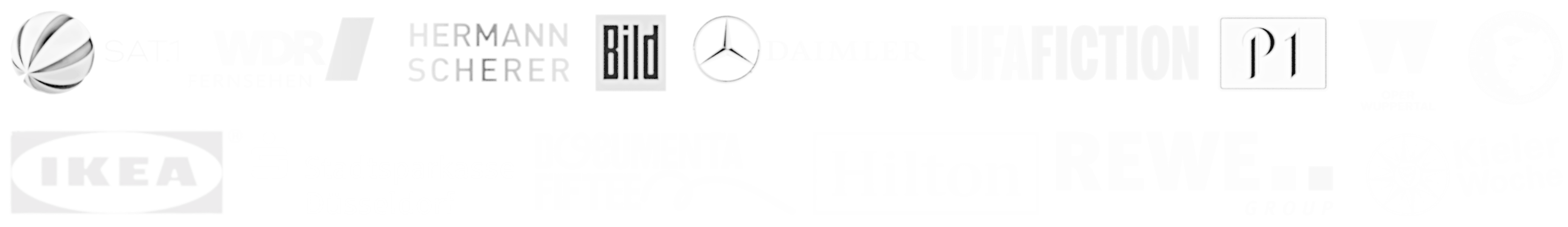 Referenz Logos: SAT.1, WDR, Bild, Daimler, IKEA, REWE und mehr