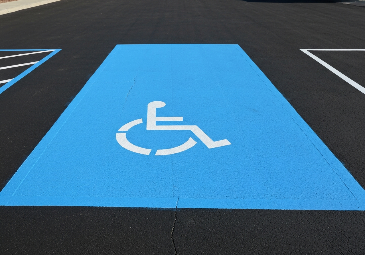 Parking lot striping contractor painting yellow lines