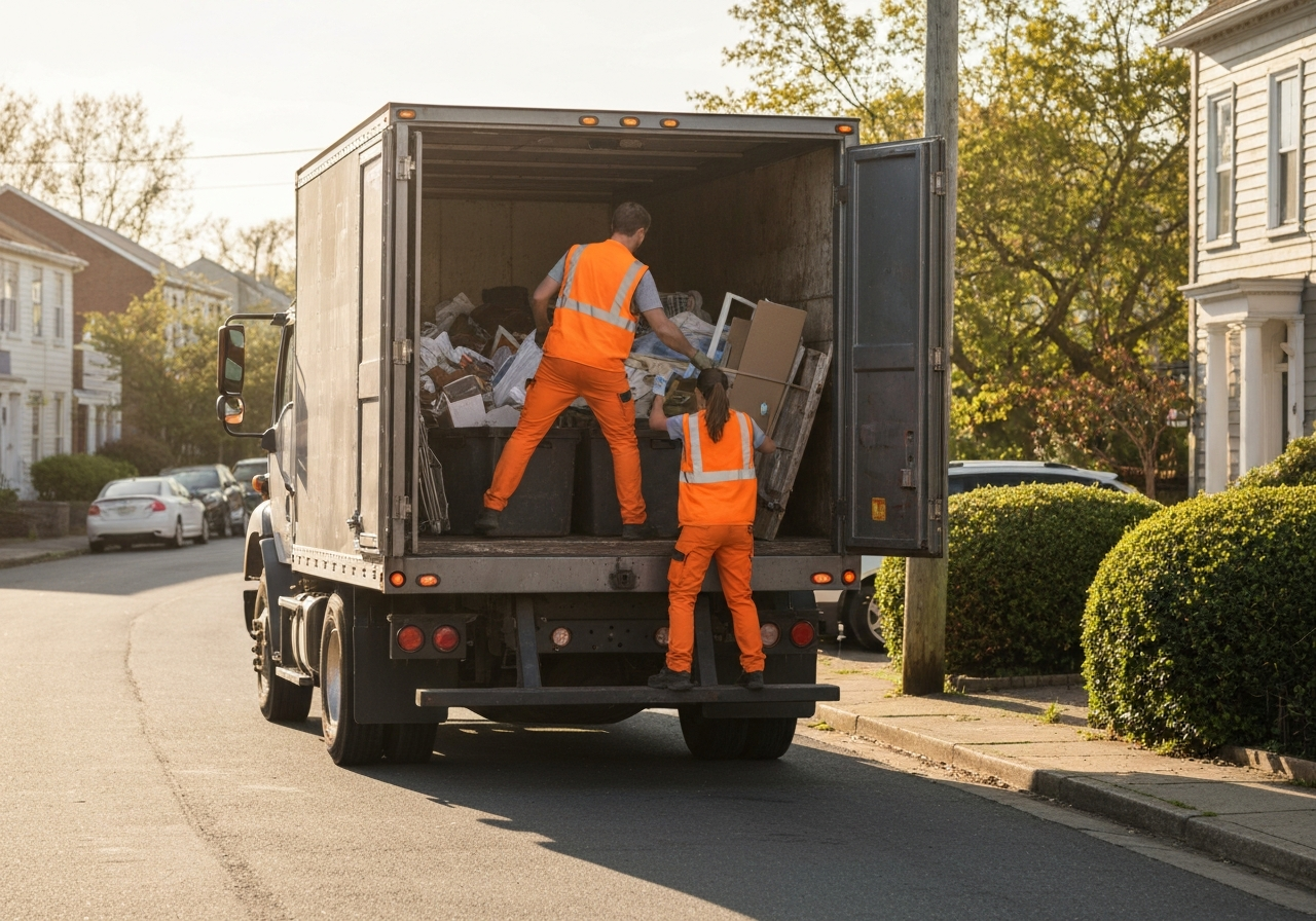 Professional junk removal team in action