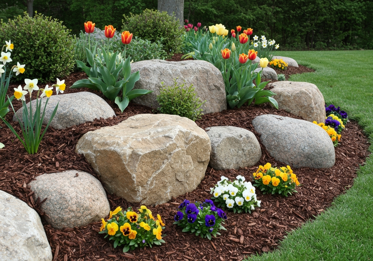 Landscape boulder installation