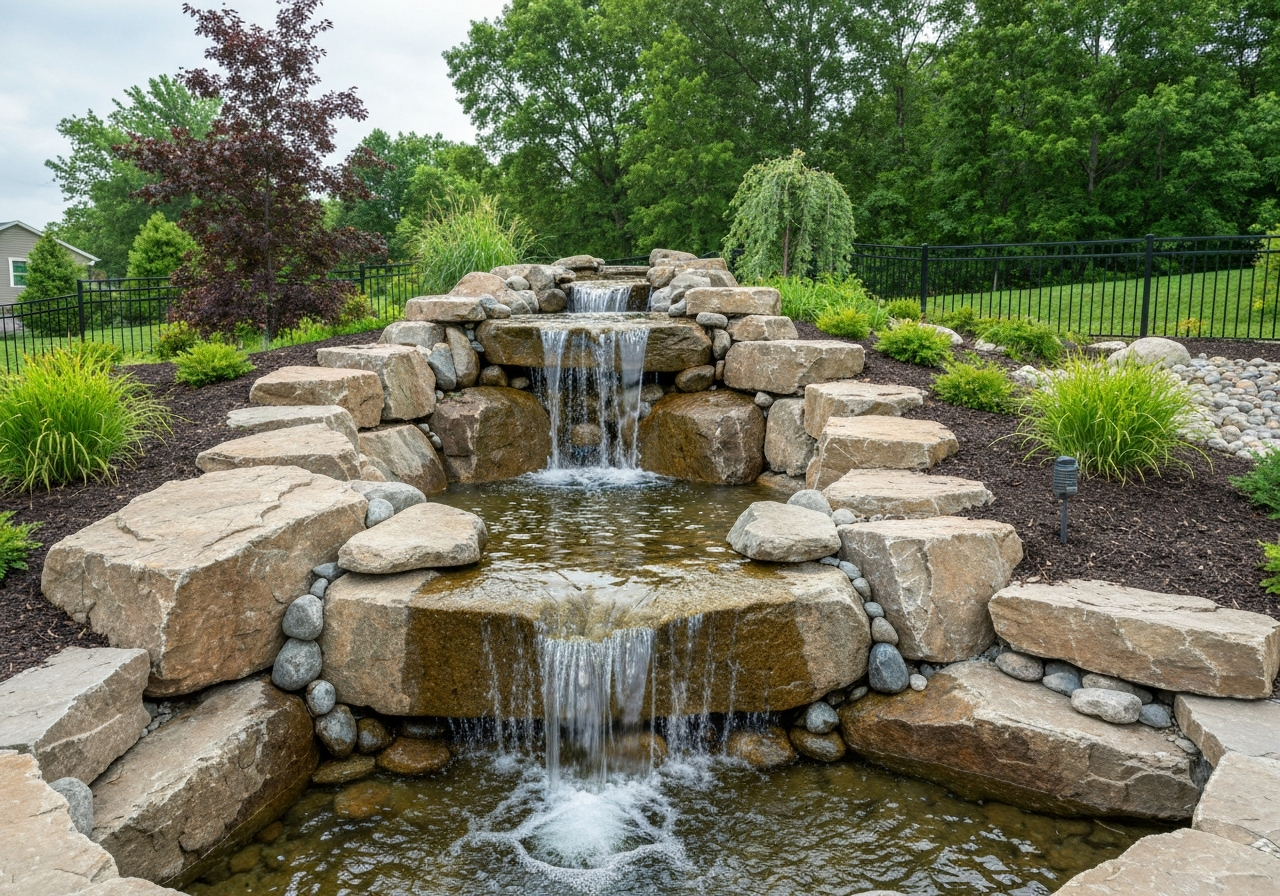 Landscape boulder installation
