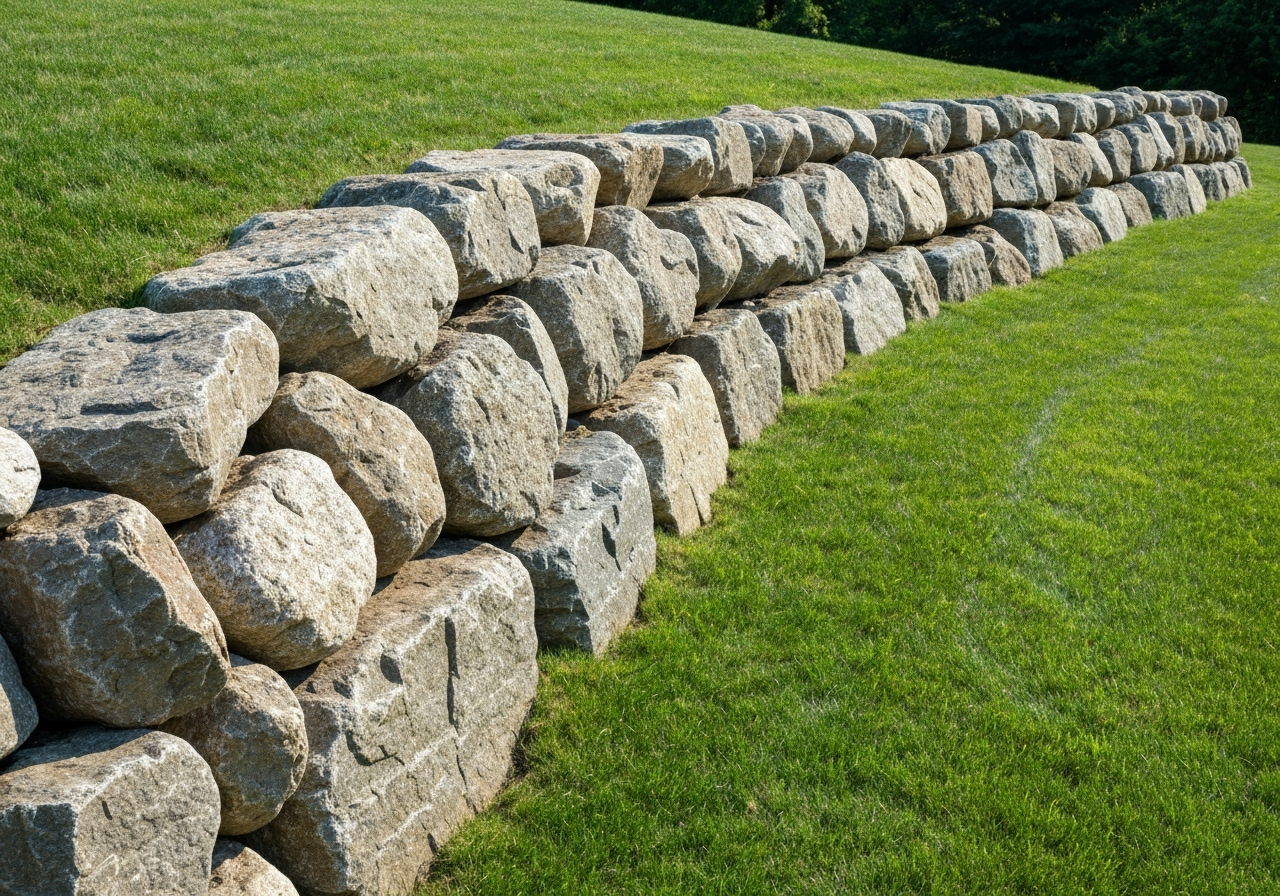 Landscape boulder installation