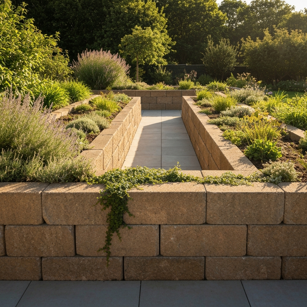 Driveway grade retaining wall