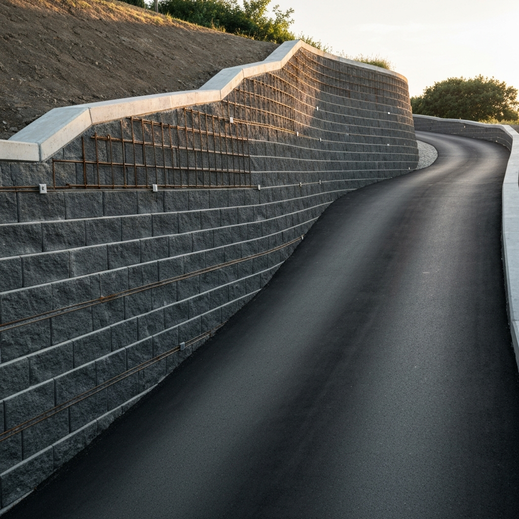 Garden terrace retaining wall