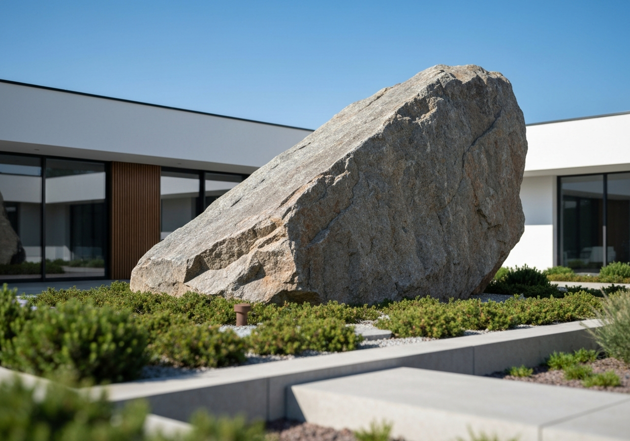 Landscape boulder installation