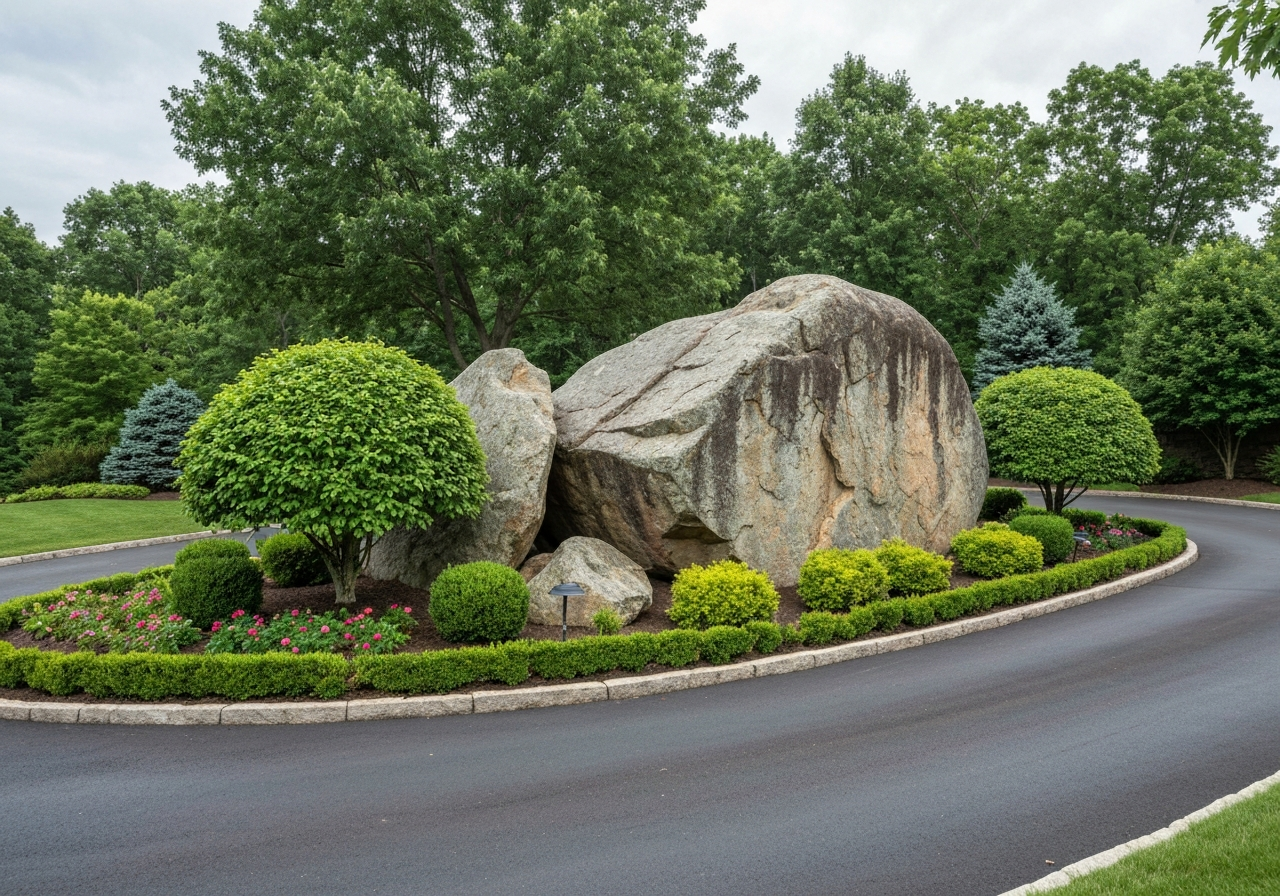 Landscape boulder installation