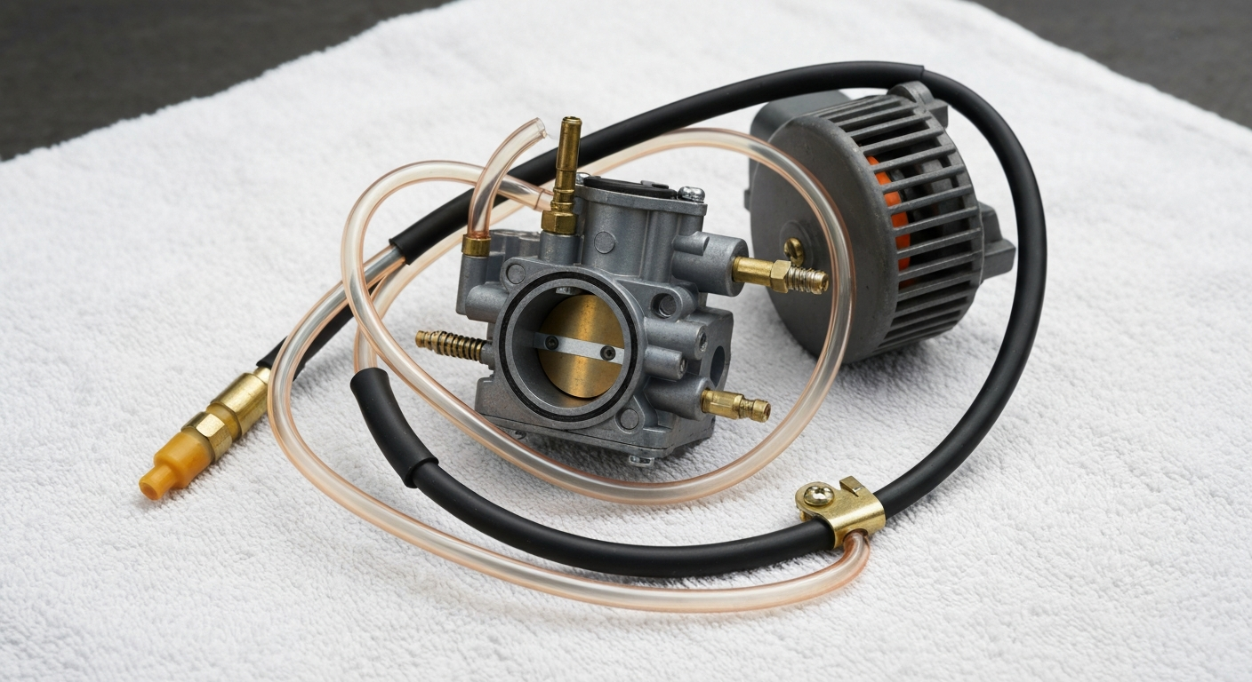 Two-cycle carburetor and fuel lines