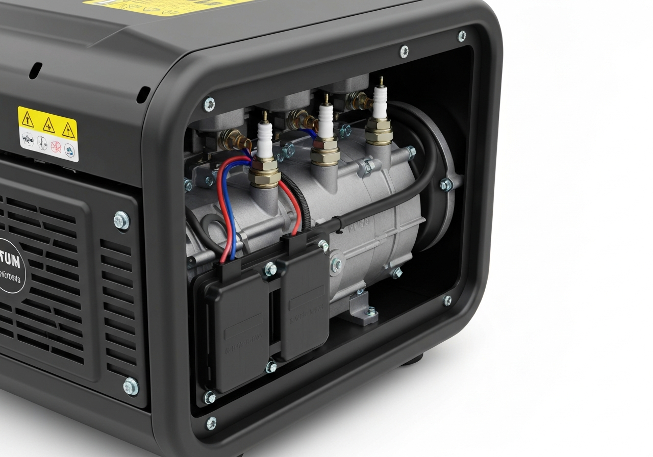 Portable generator being serviced