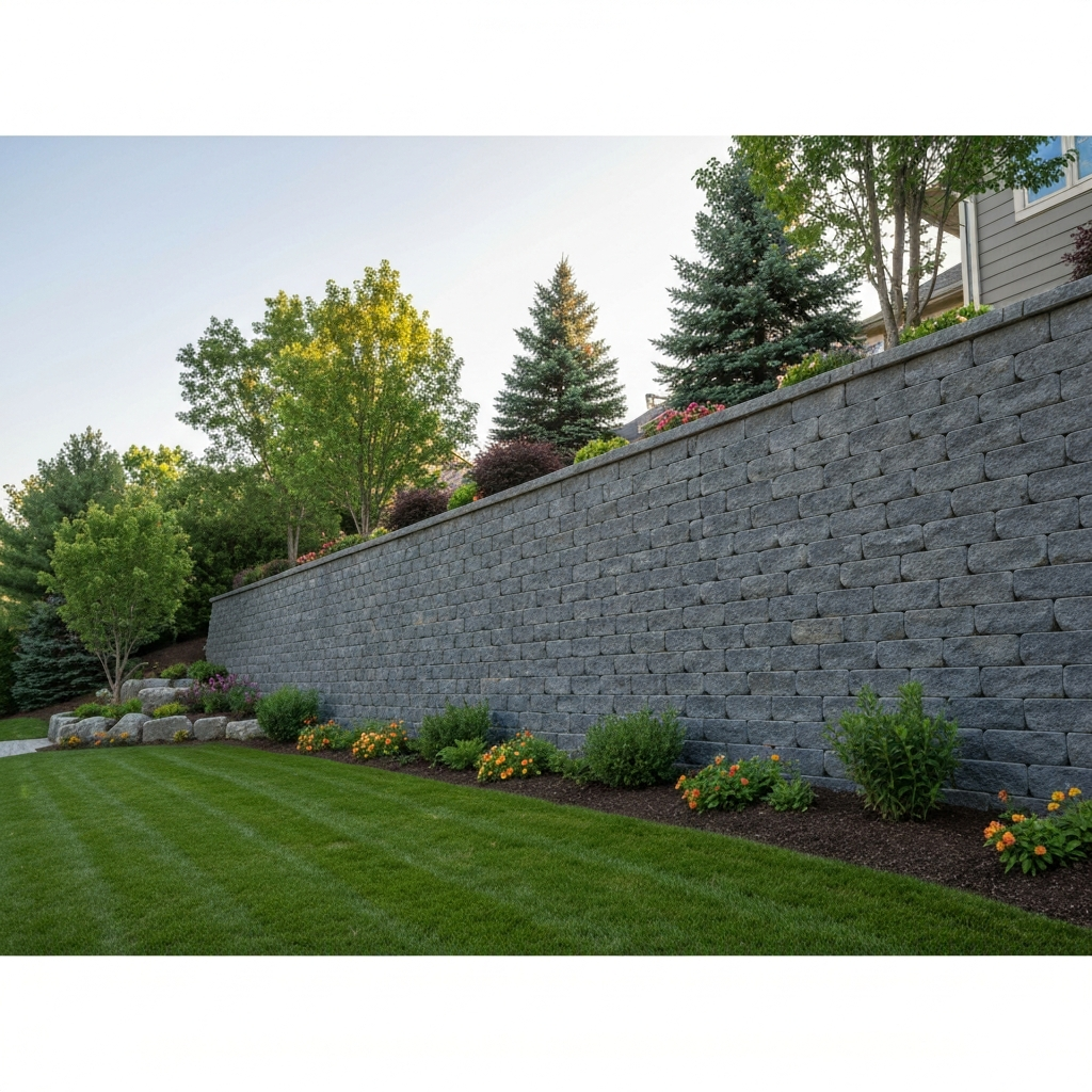 Structural retaining wall on a hillside