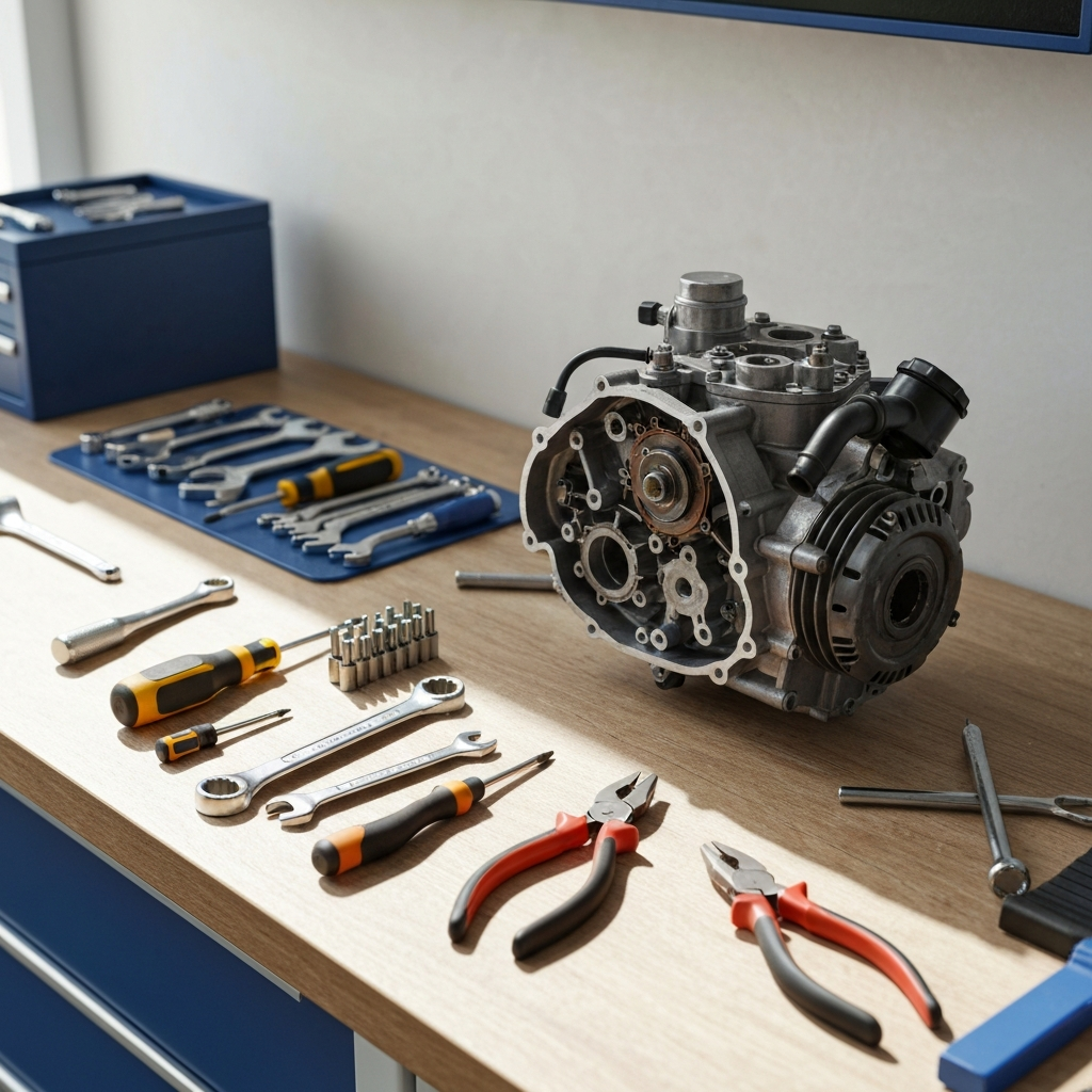 Clean repair shop workbench