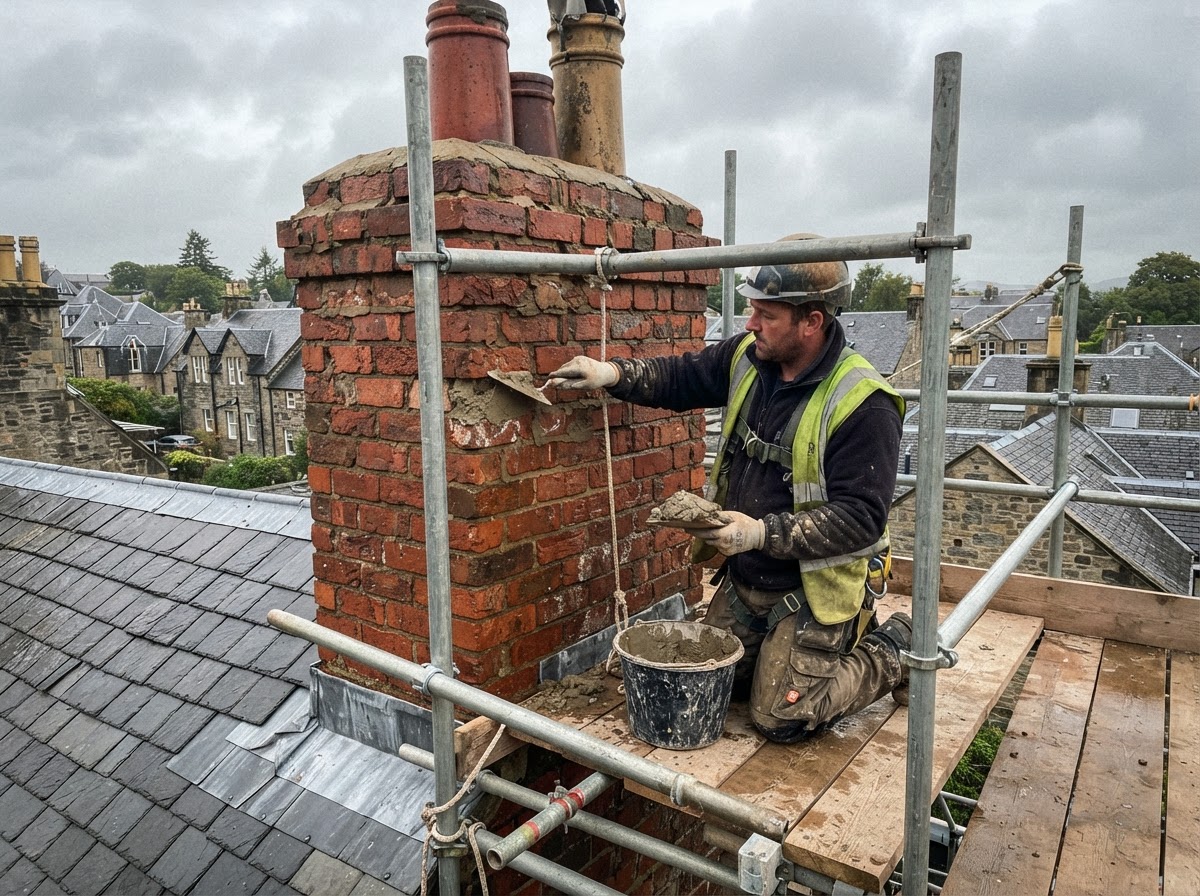 Chimney repointing in Dalkeith, Midlothian