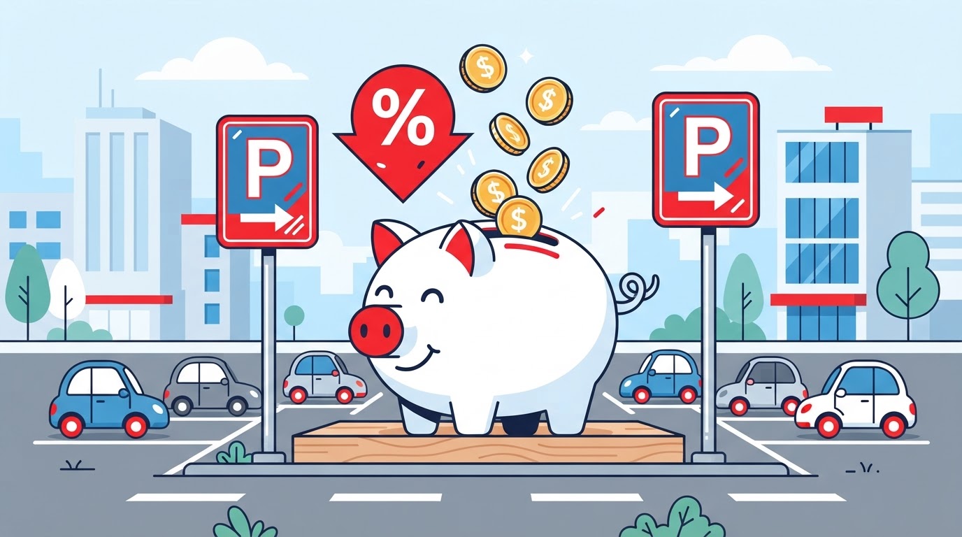 Painel de preços de estacionamento com pacotes promocionais para cruzeiros em Santos