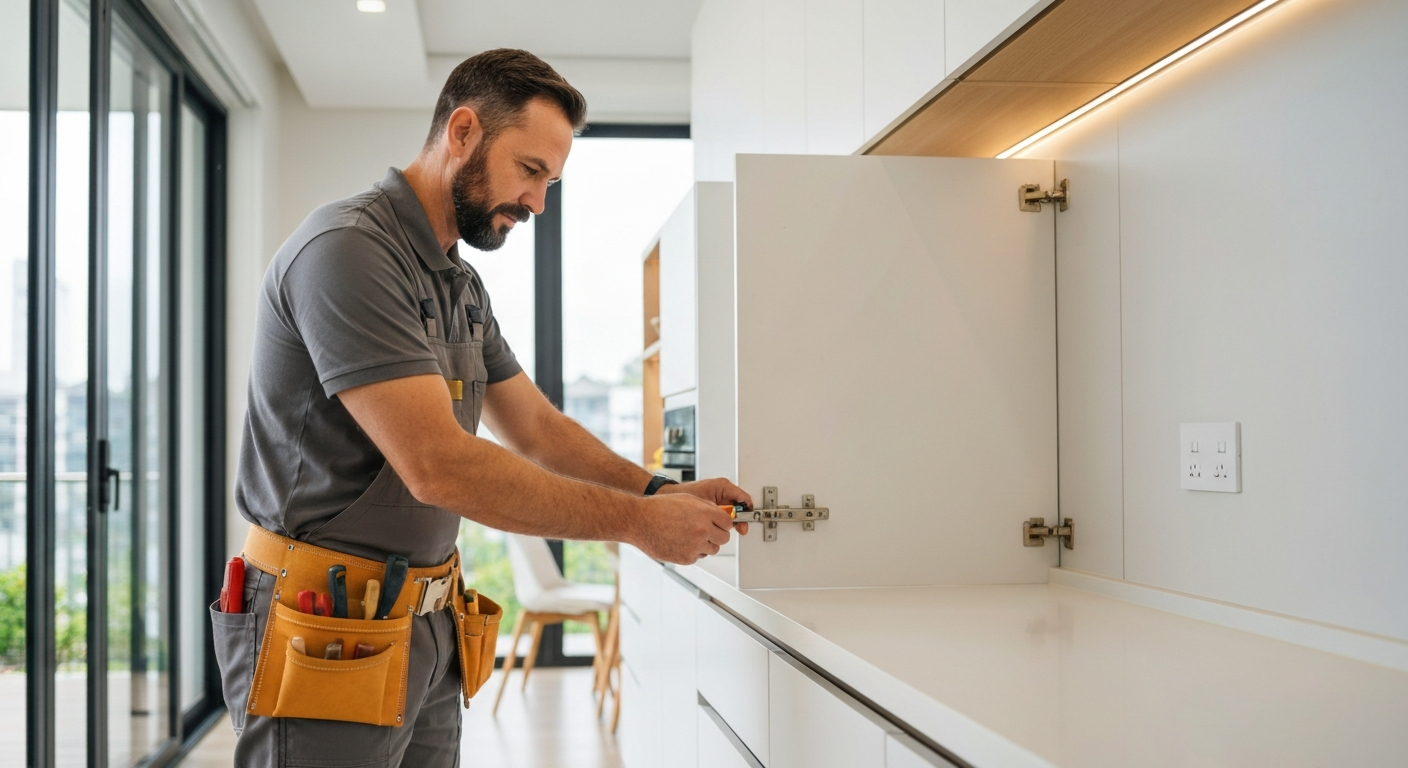 Cabinet repair Singapore for kitchen cabinet hinge and drawer repair