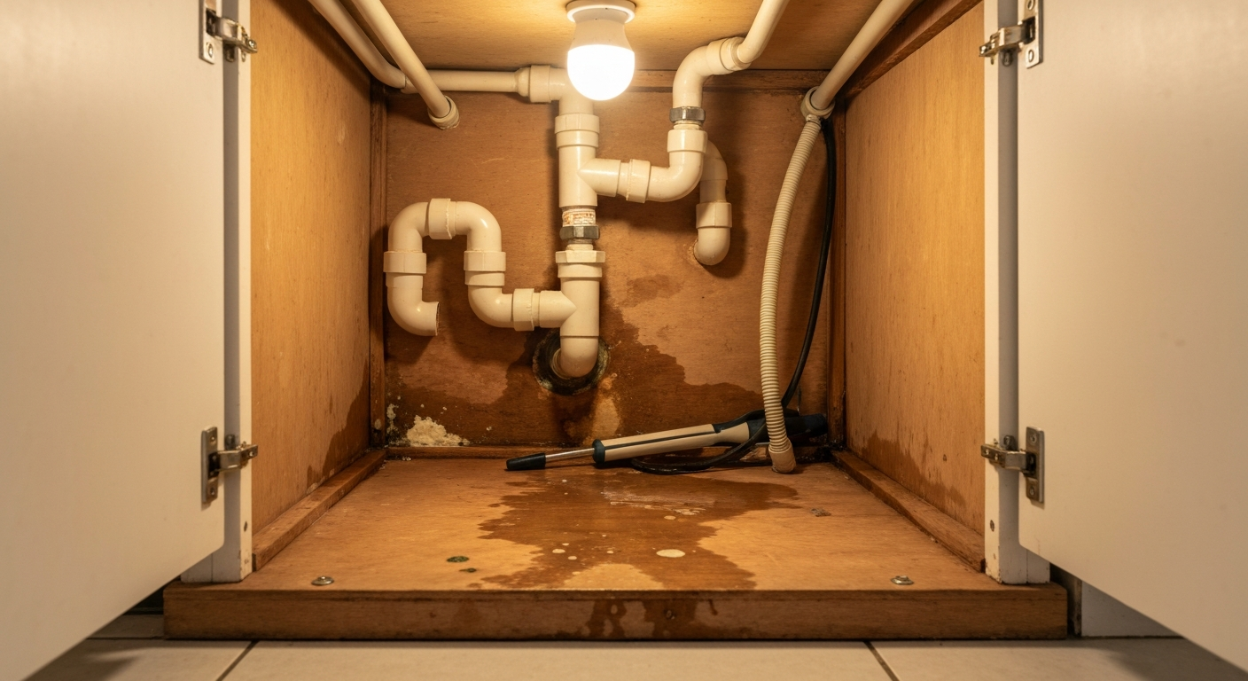 Sink leaking under cabinet Singapore