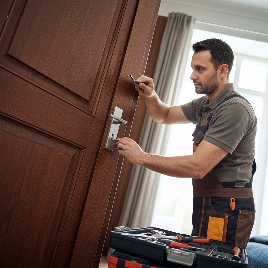 Handyman installing door handle Singapore