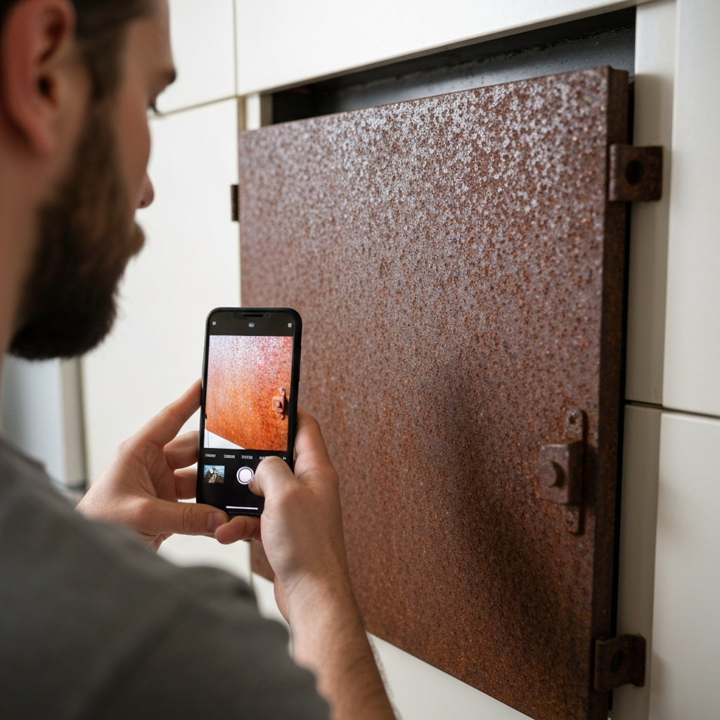 Send close up photos of rusty rubbish chute door