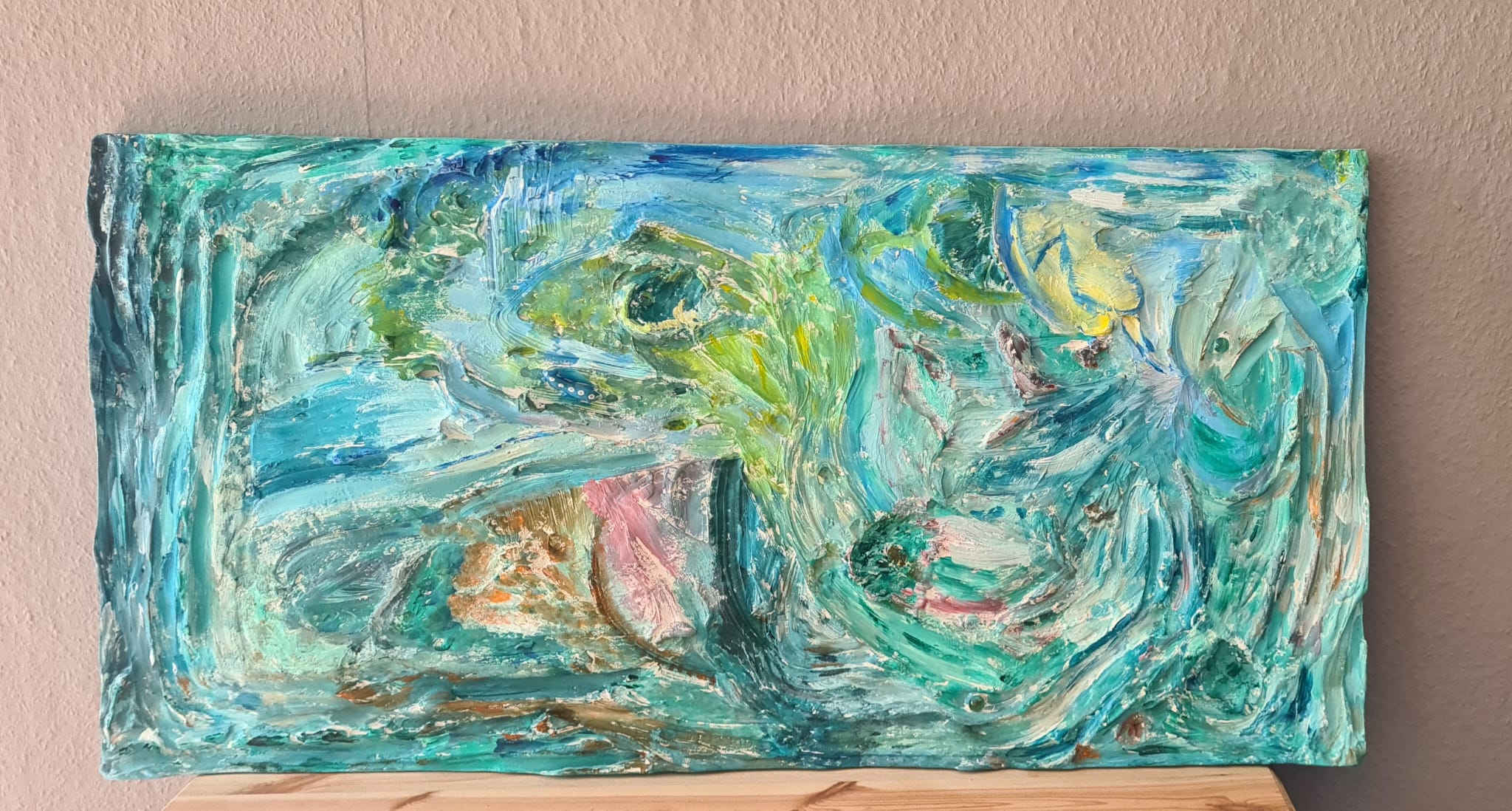 Großes abstraktes Gipsbild (120x60 cm)