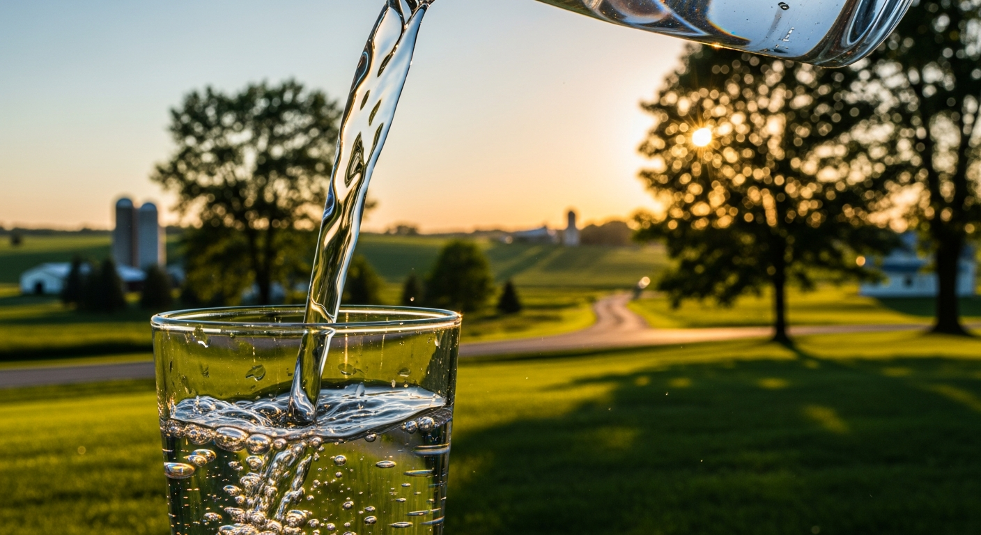Clean water being poured into a glass