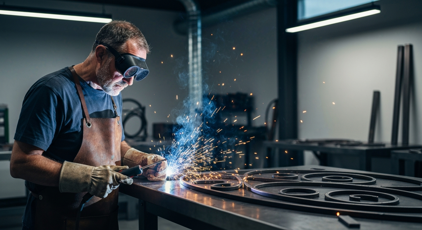 Anthony Cacciola, Owner of Paterson Iron Works, at work