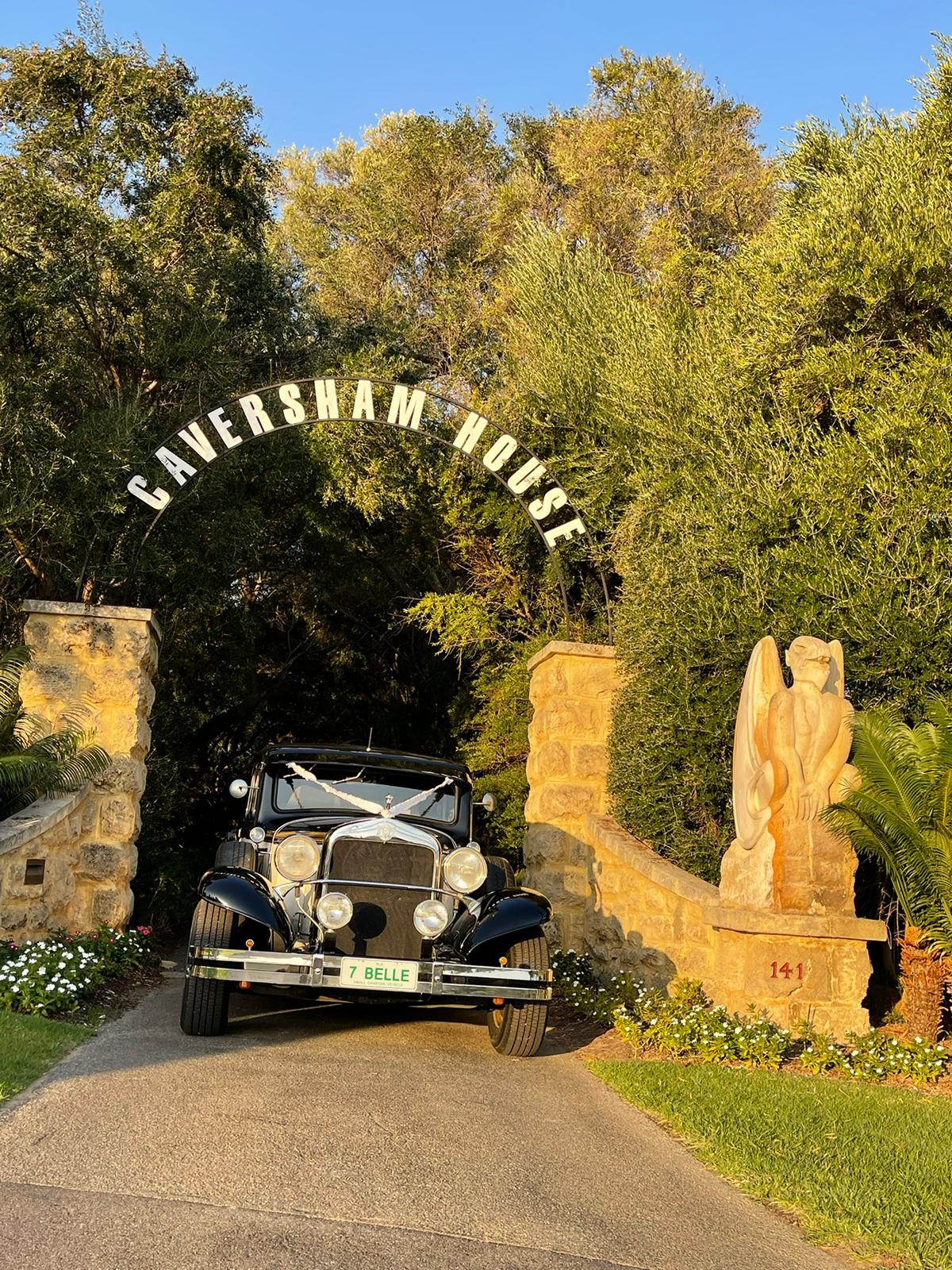 Close up of vintage wedding car details