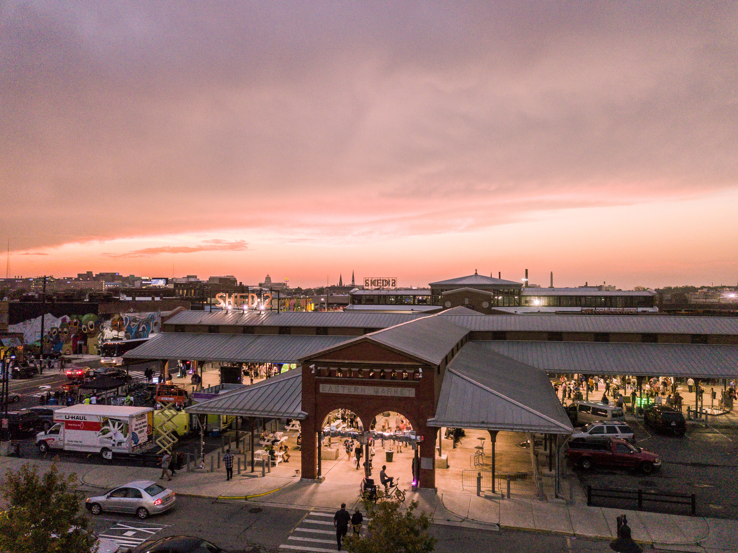 Eastern Market After Dark creative district with crowds and art displays
