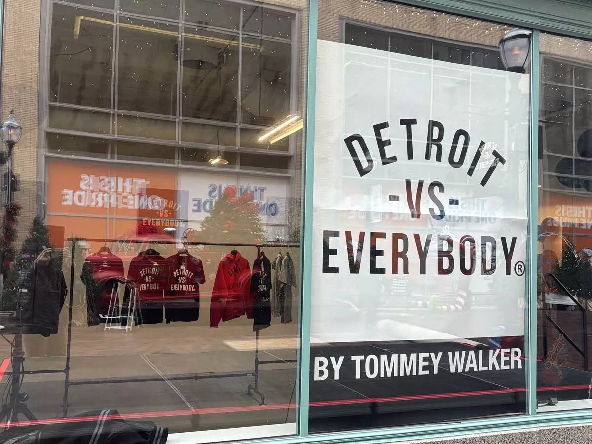 Detroit Vs Everybody's retail presence in Detroit — the brand expanded from digital drops to physical stores including Eastern Market and the Detroit airport.