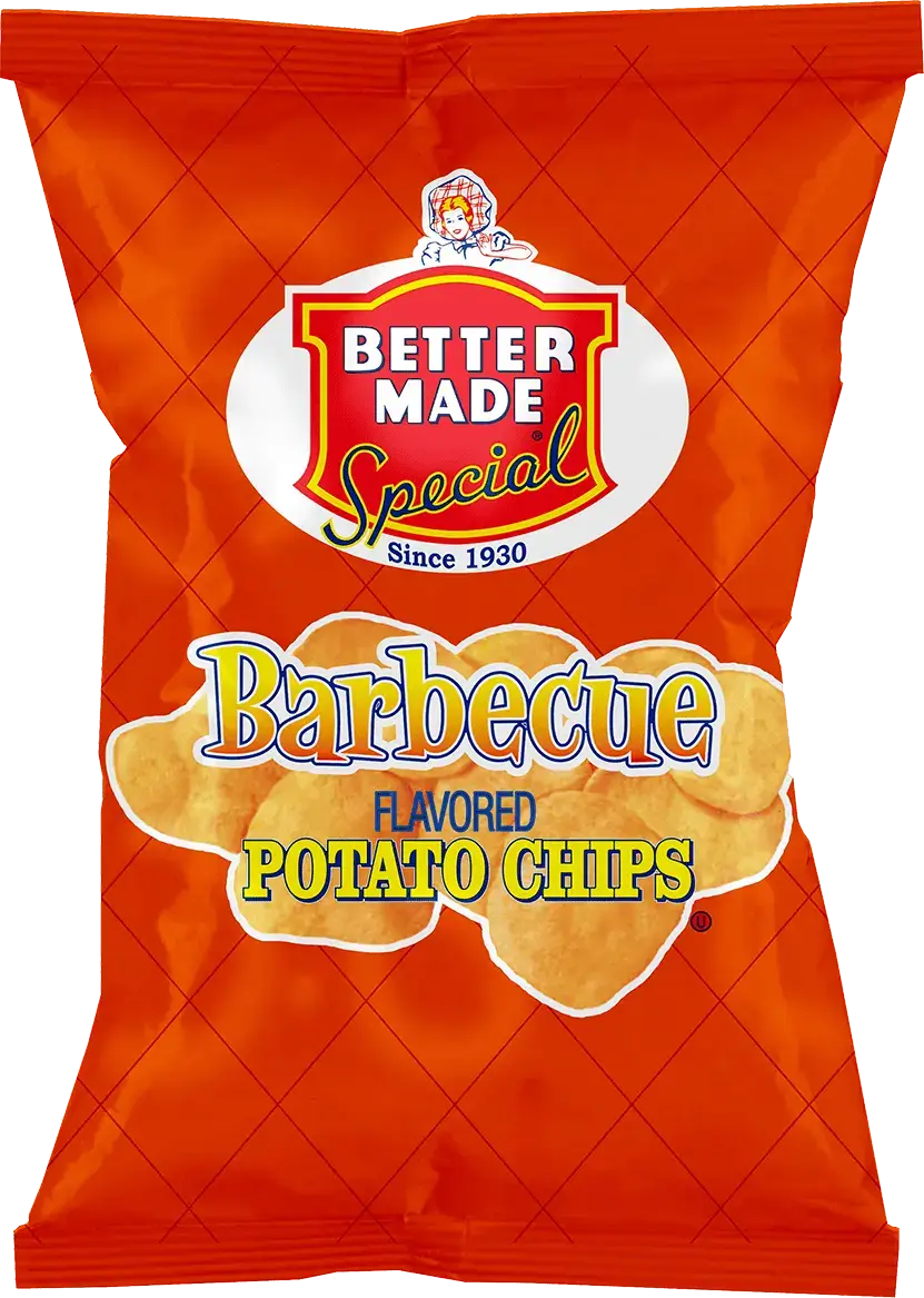 Better Made's Original BBQ chips — one of the brand's fan-favorite products, available in cases and individual bags.