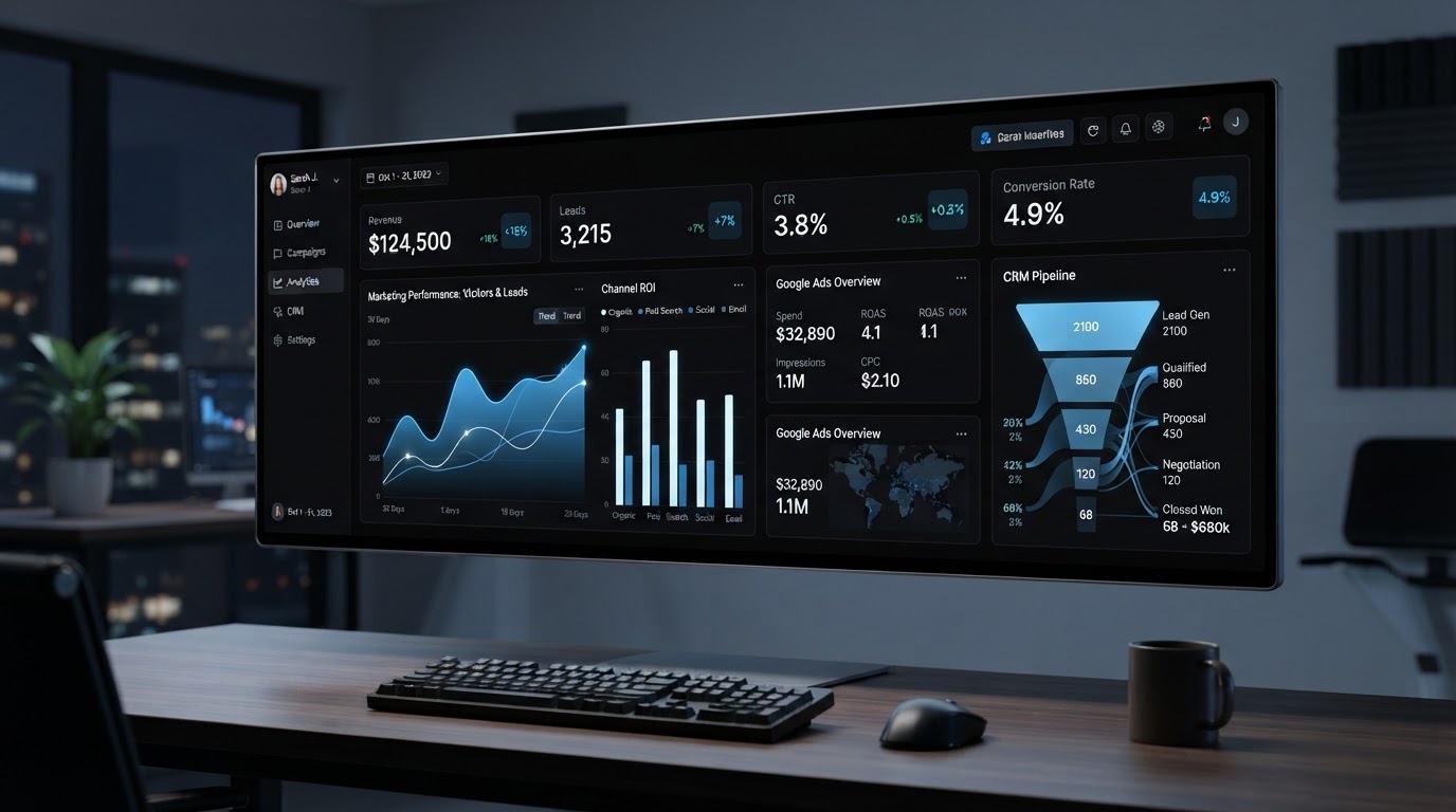 Marketing breakdown reel — Detroit Brand Lab video walkthroughs on SEO, Google Ads, and CRM automations
