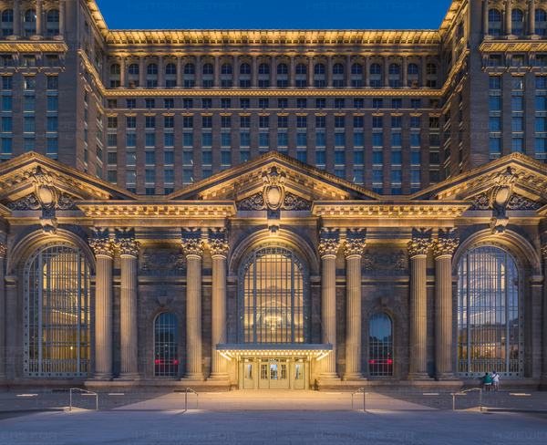 Michigan Central Station panoramic view post-restoration in Detroit