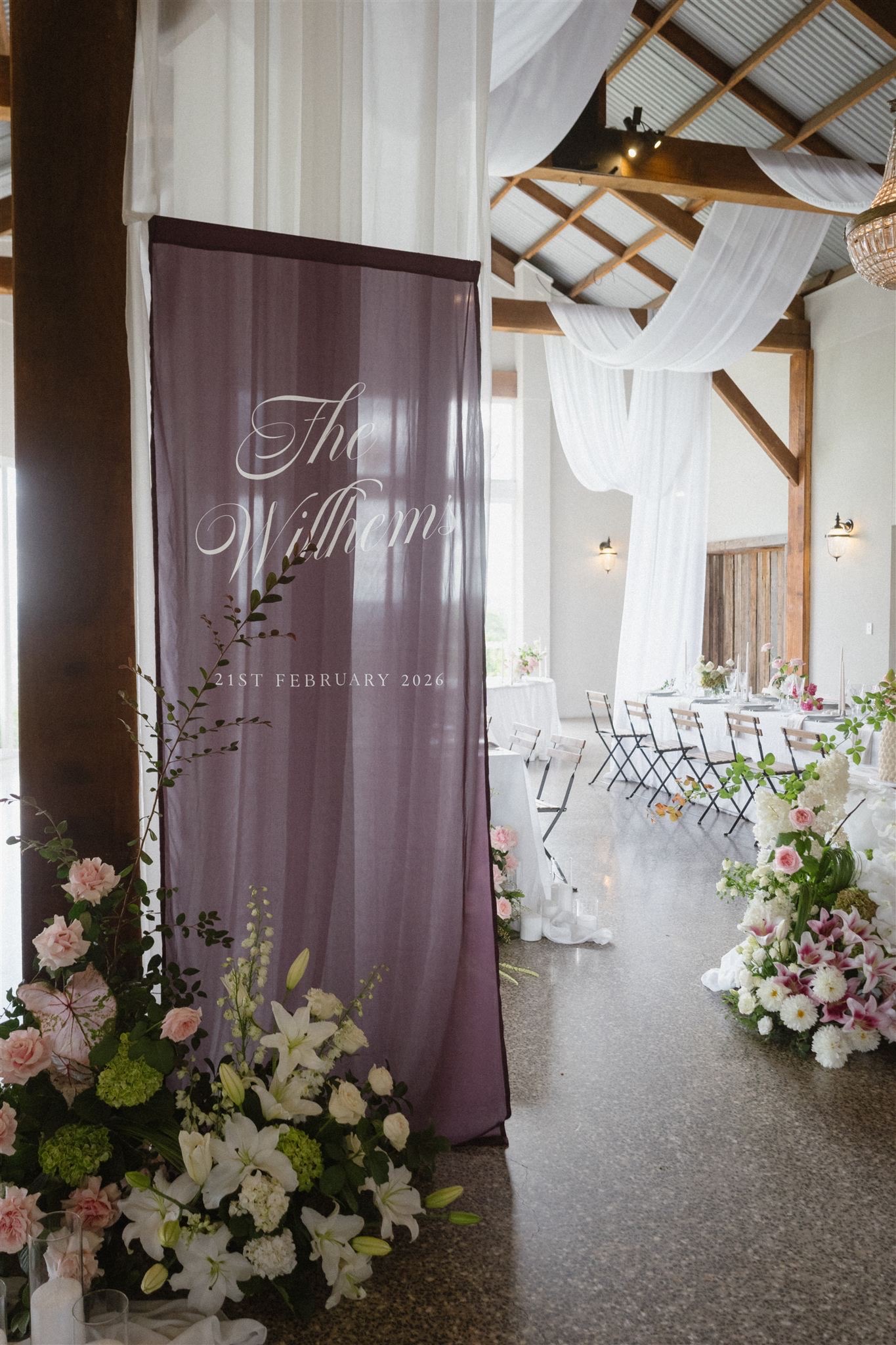 Elegant wedding venue styling