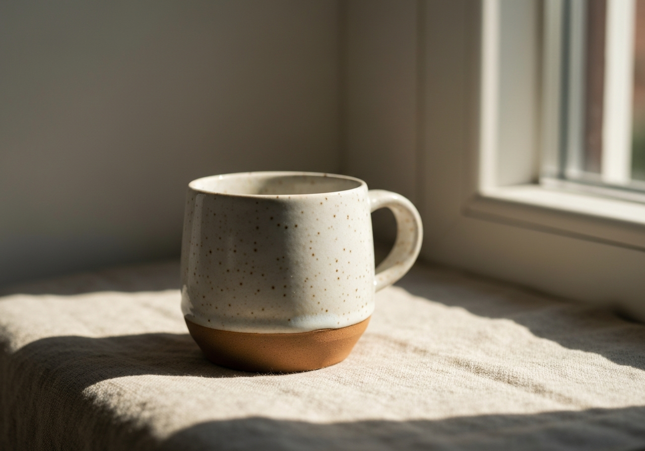 Speckled cream mug
