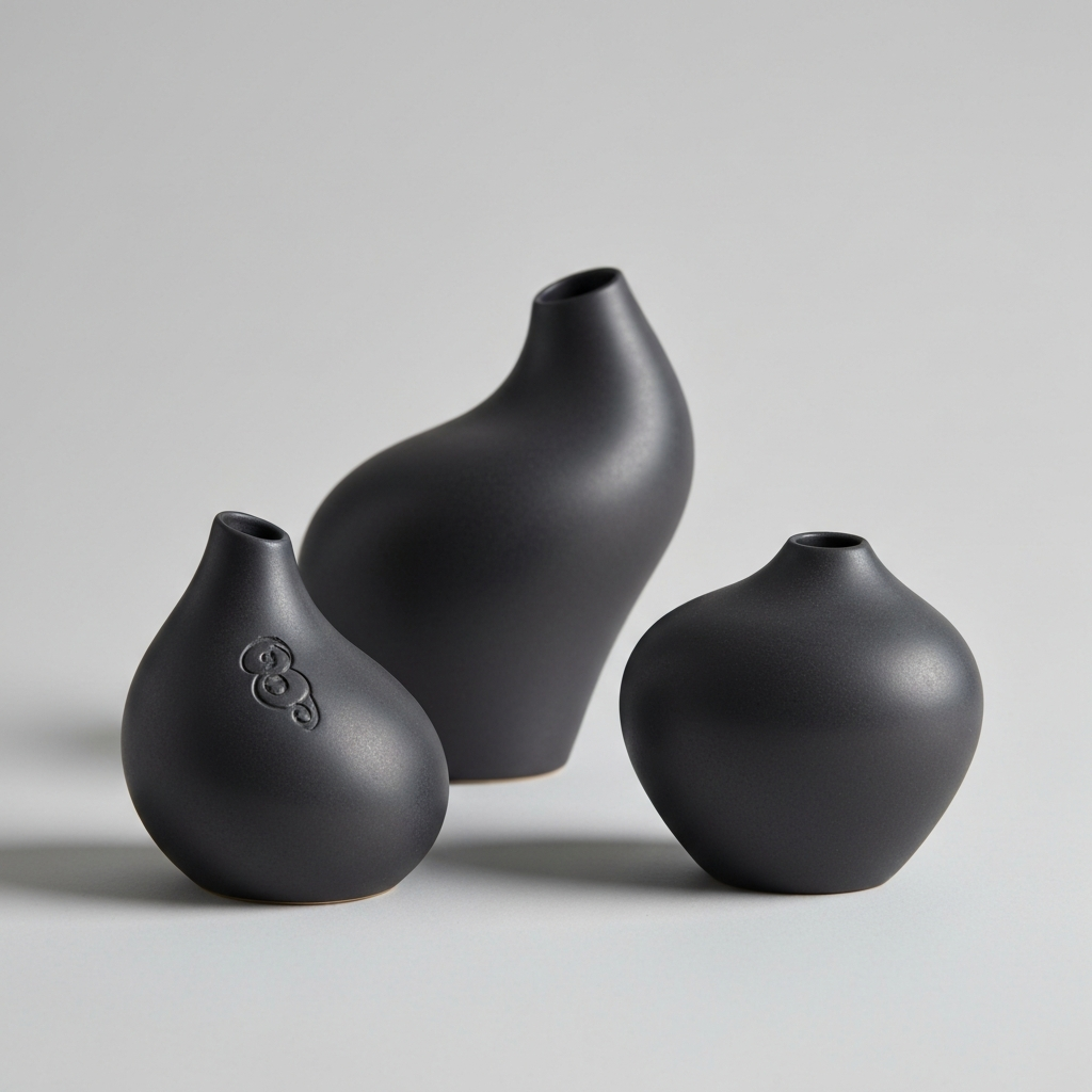Charcoal sculptural vases