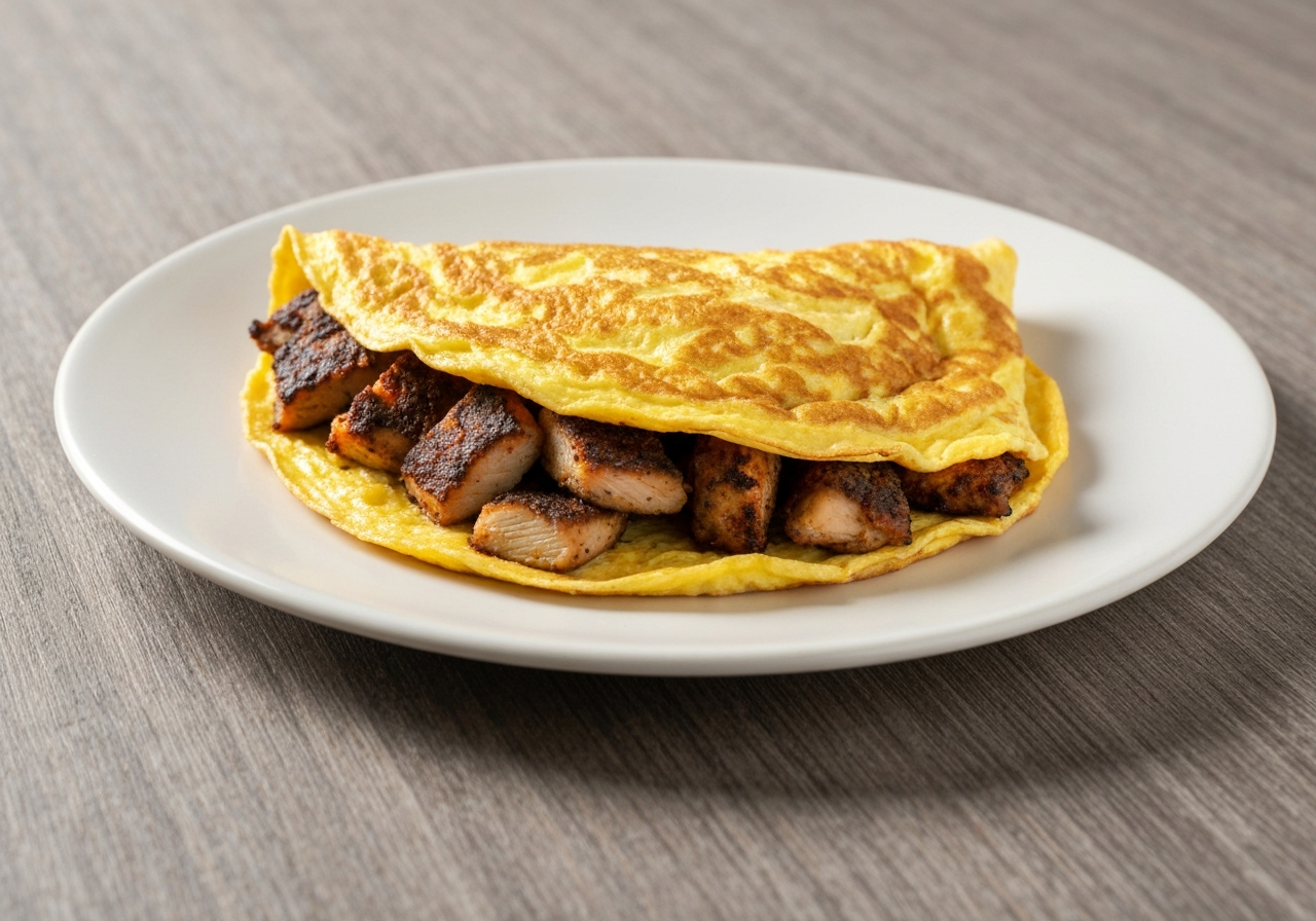 Three Eggs Jerk Chicken Omelette