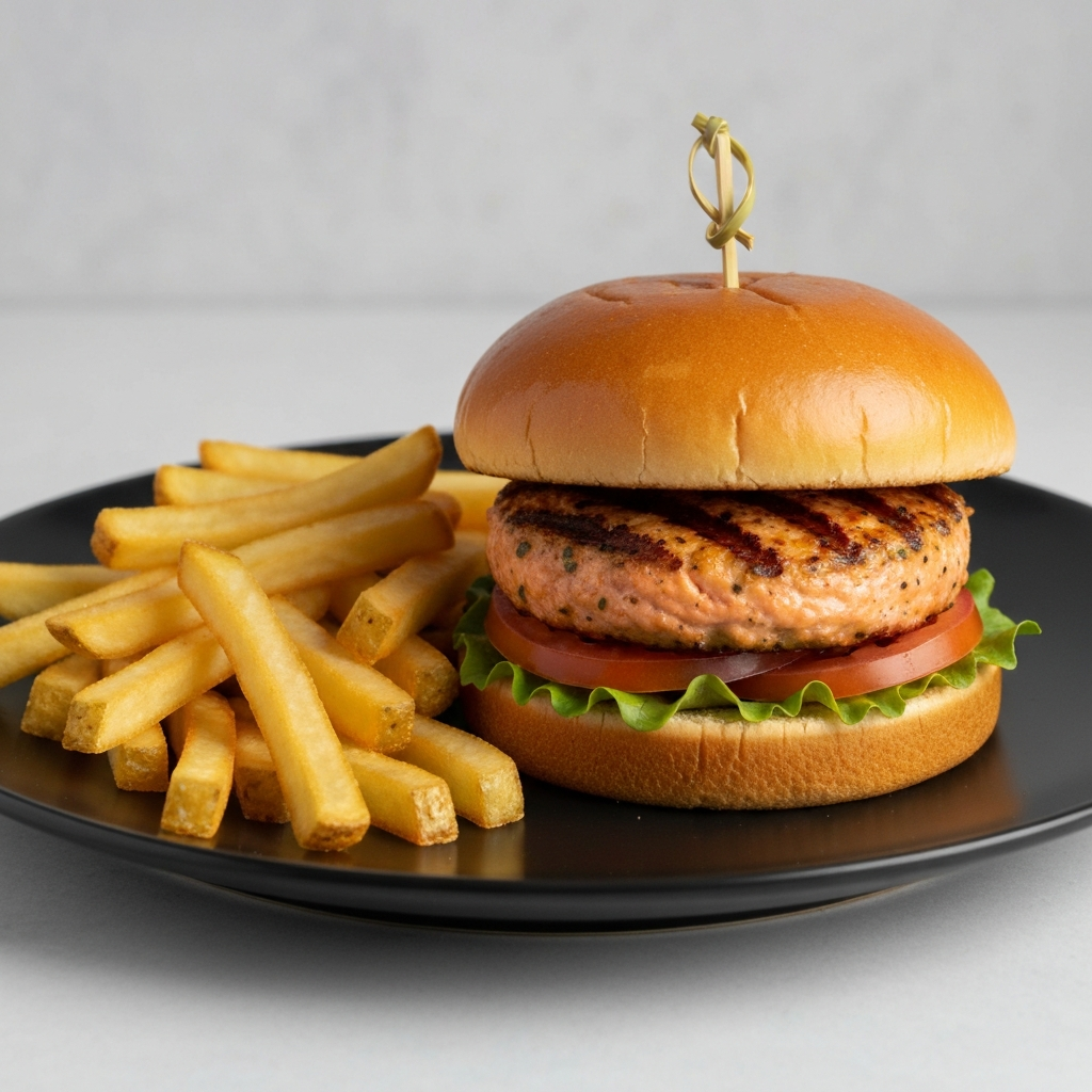 Salmon Burger W/ French Fries