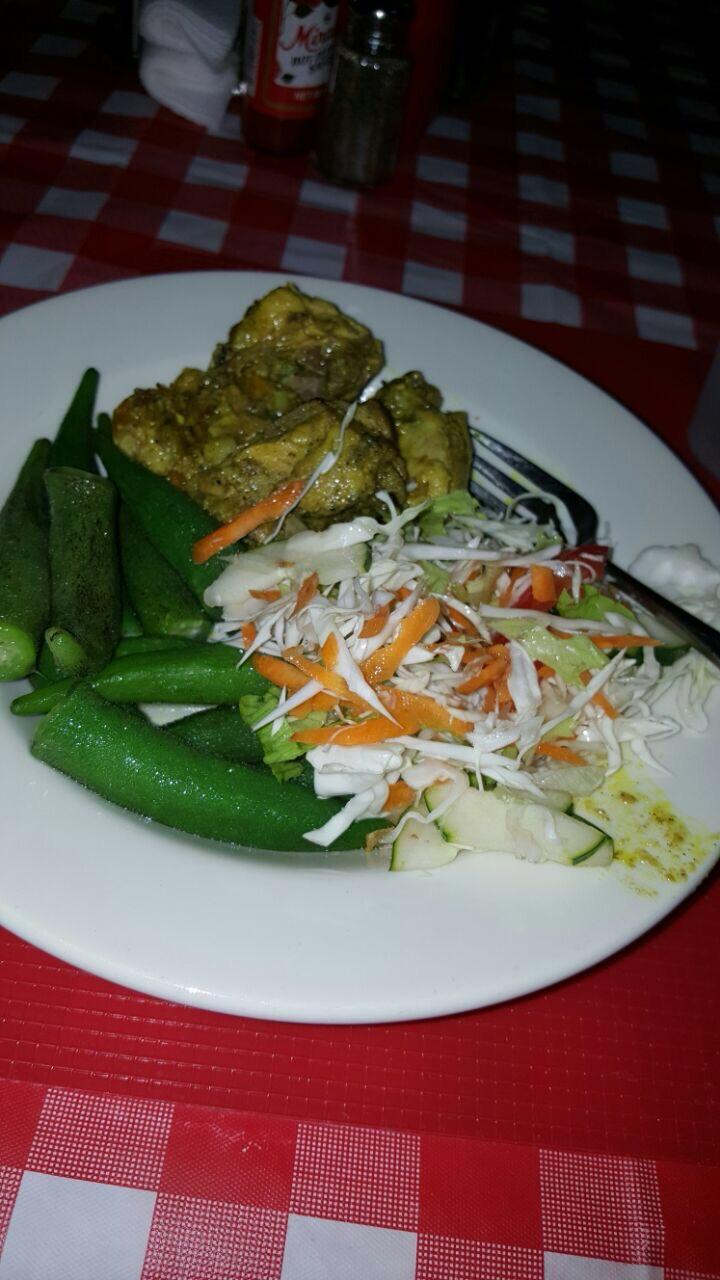Gempie's Gazebo dish - ackee with okra and coleslaw