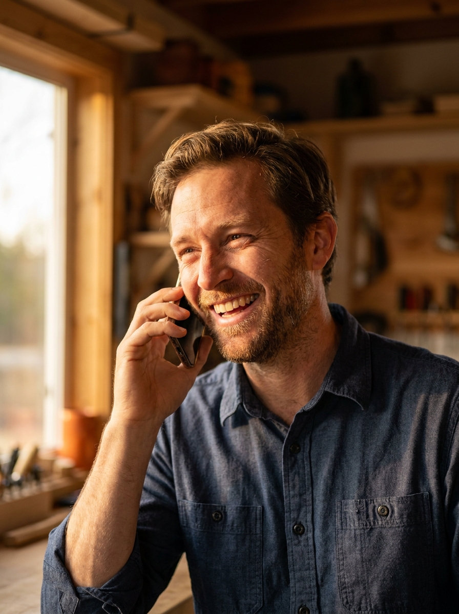 Business owner on phone
