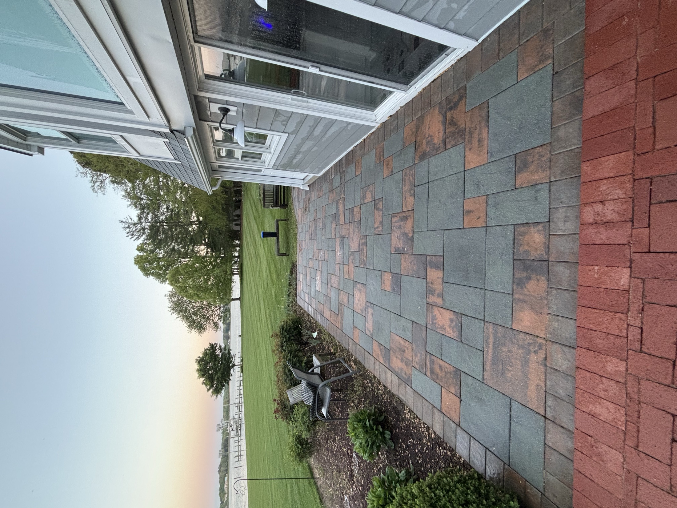 Clean multi-tone paver patio after pressure washing at a waterfront home near Easton MD on the Eastern Shore