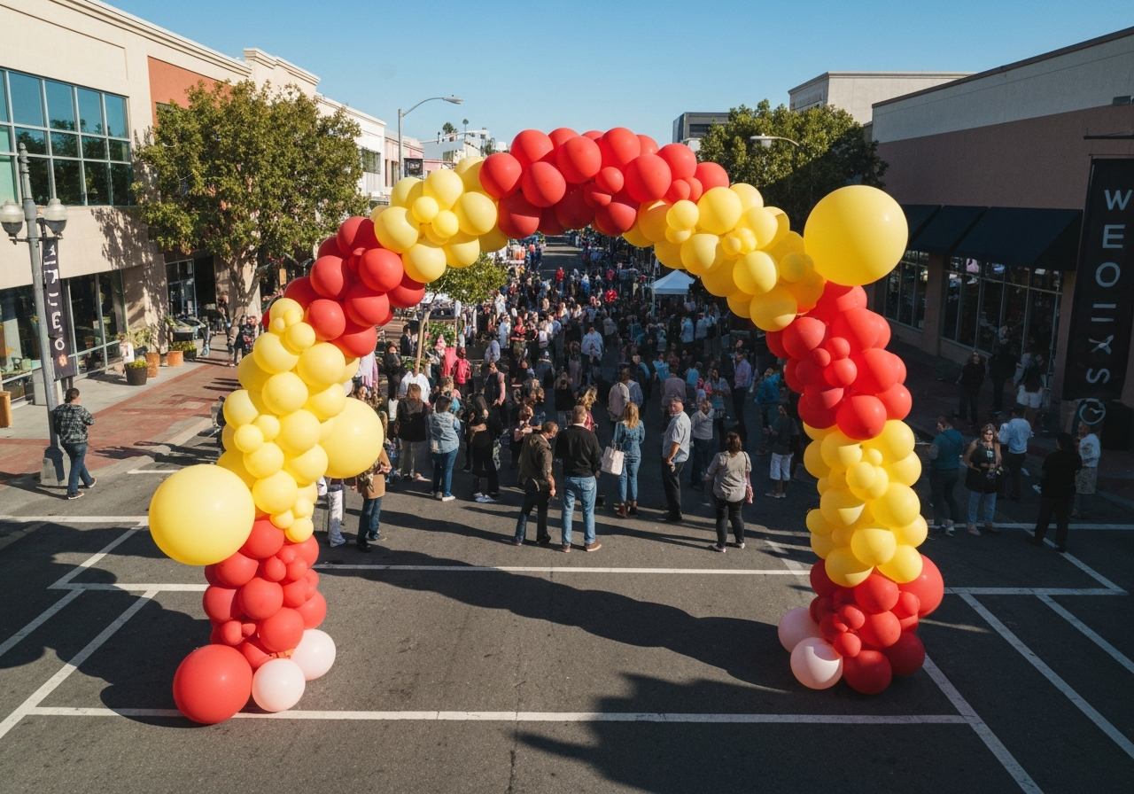 Outdoor balloon arch