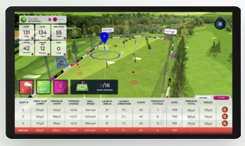 Inrange golf technology driving range at PinSocial DeForest