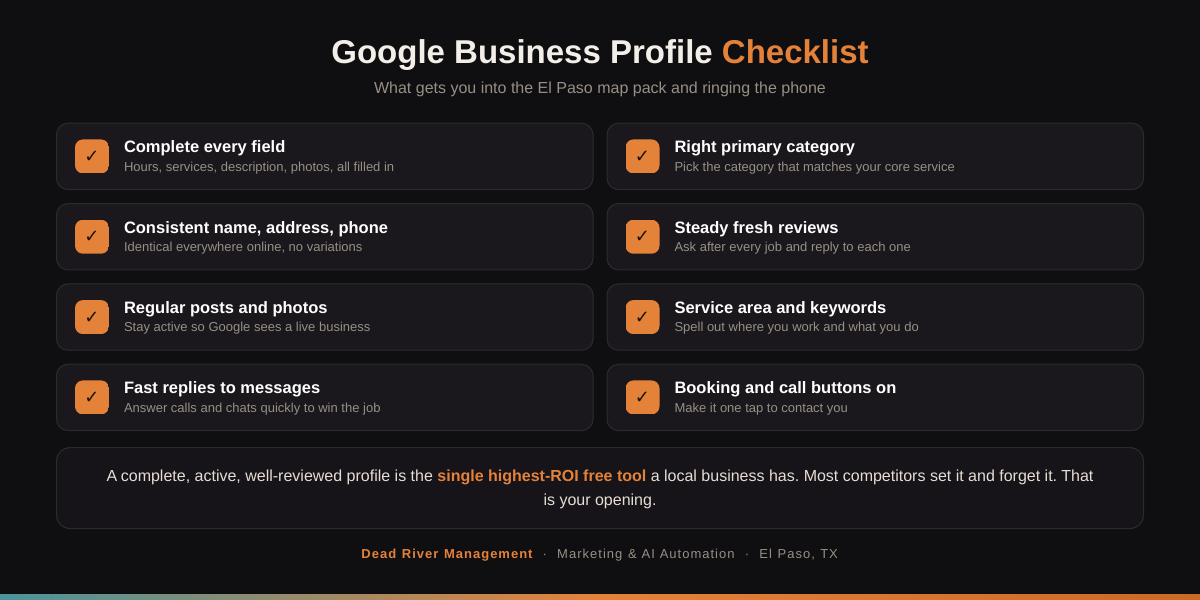 Google Business Profile Checklist infographic