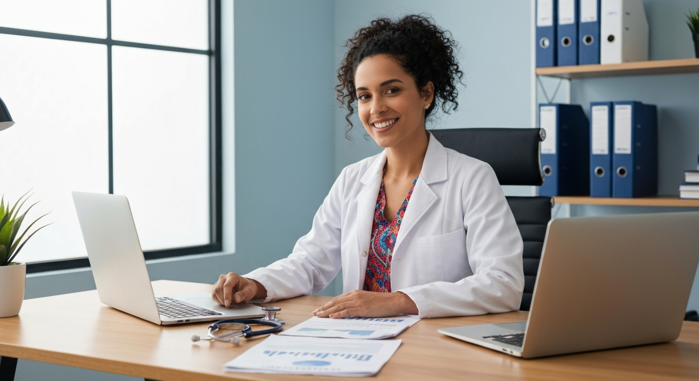 Physician entrepreneur working on business strategy