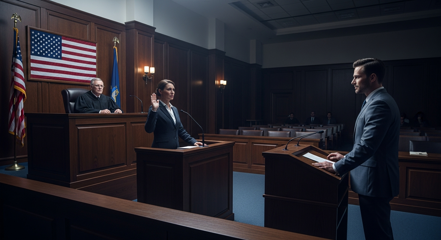 Expert witness testifying in courtroom