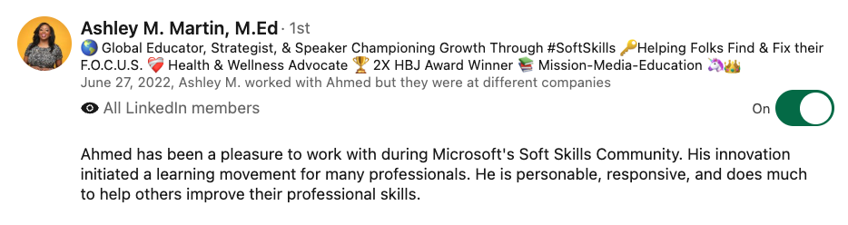 LinkedIn Recommendation