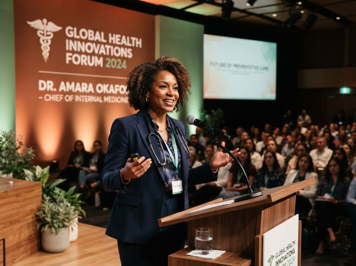 Bertina M. Hooks, MD speaking at a medical conference