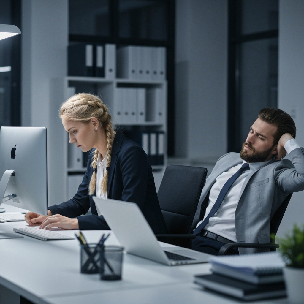 Erschöpfte Mitarbeiter im Büro - Hoher Krankenstand und Stress in Unternehmen reduzieren