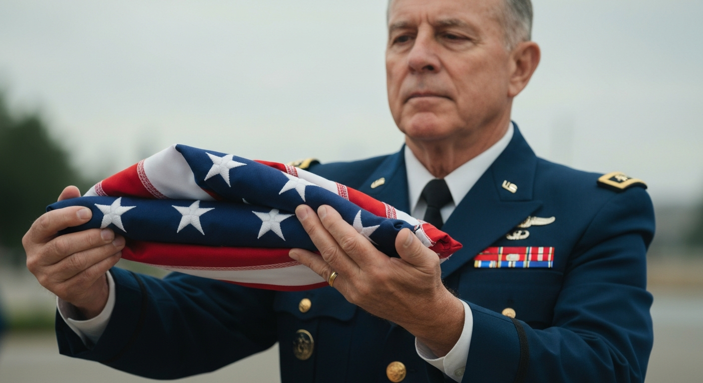 Folded American Flag Presented to Next of Kin - Veterans burial benefits and military honors