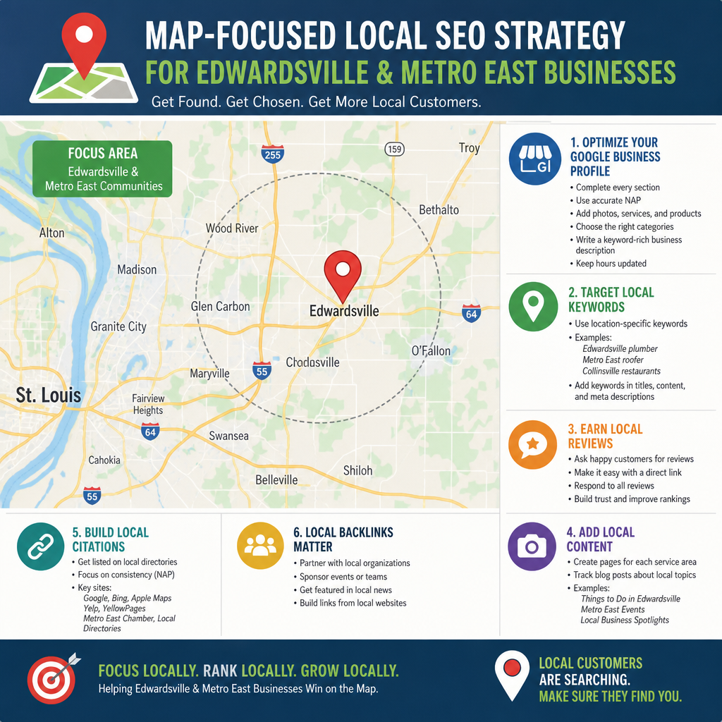 Map-focused local SEO strategy for Edwardsville and Metro East businesses