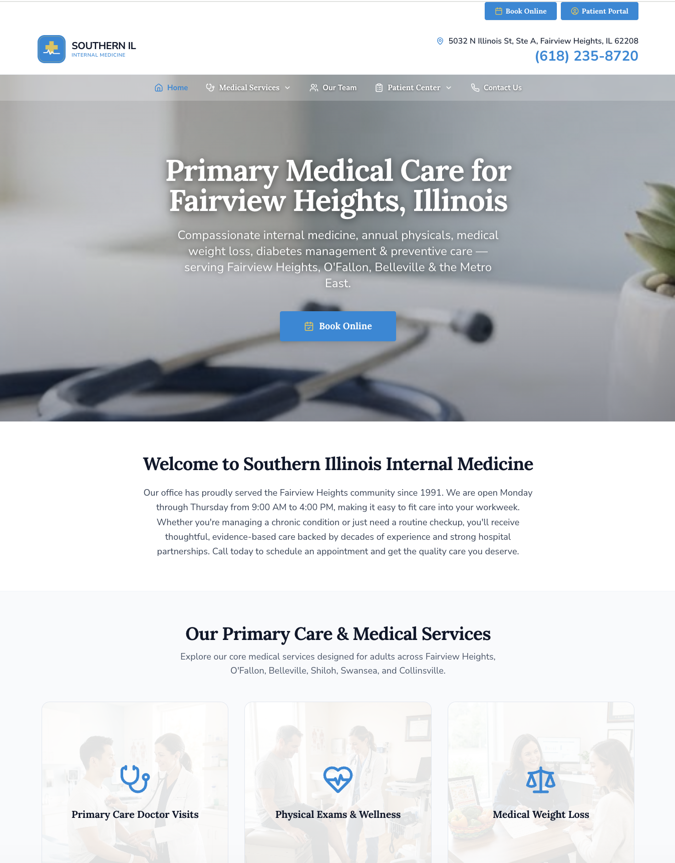 Southern Illinois Internal Medicine Website Mockup
