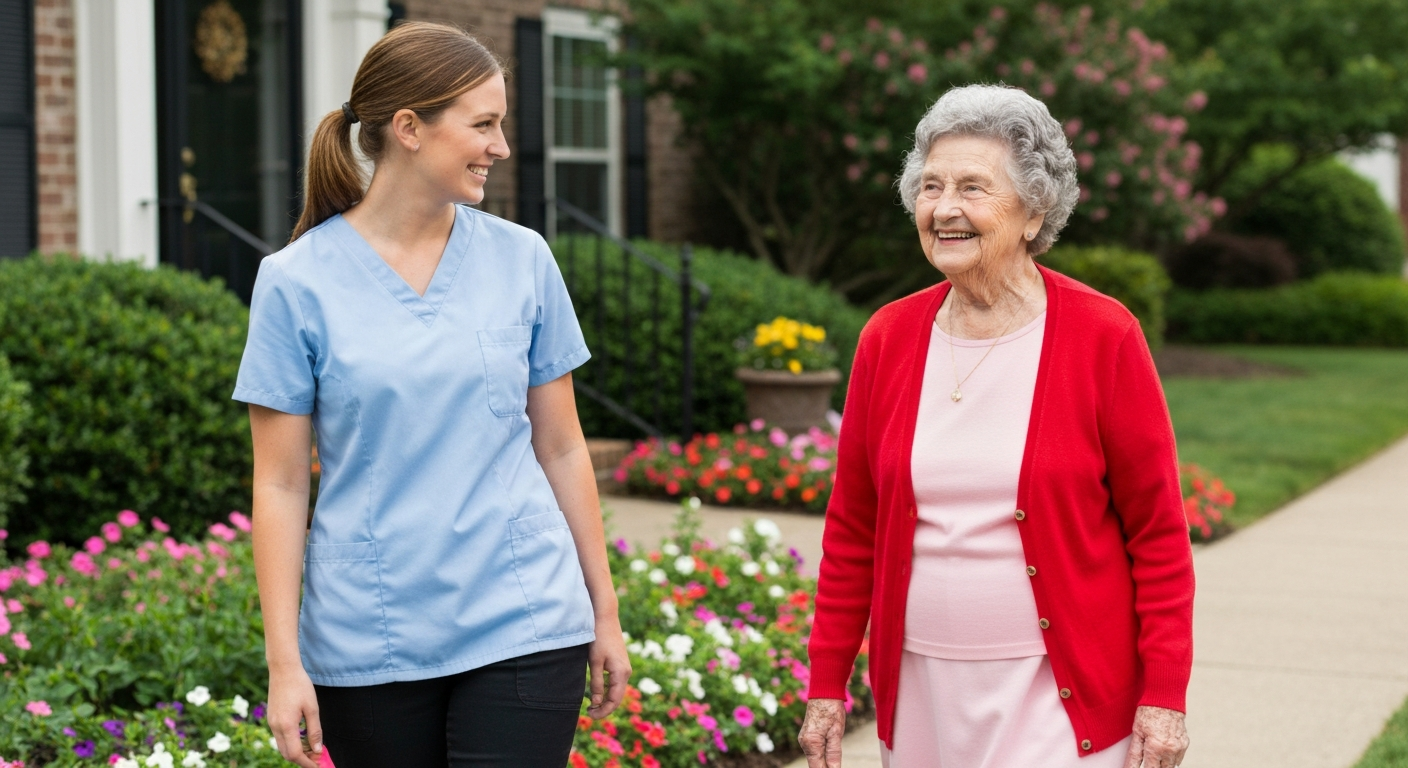 Caregiver assisting senior in Forsyth County